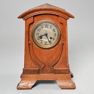 Junghans Arts & Crafts oak mantel clock