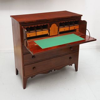 Antique American figured mahogany secretary chest