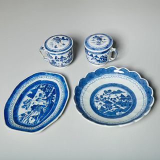 Chinese Export Canton blue & white porcelains
