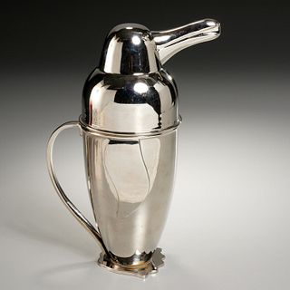 Napier style silver plated penguin martini pitcher