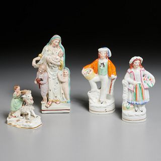 Group antique Staffordshire porcelain figures