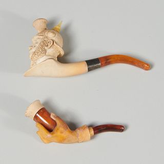 (2) antique Meerschaum pipes, incl. Kaiser Wilhem
