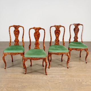 (4) Queen Anne style faux tortoise side chairs