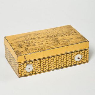 Antique Swiss miniature tin litho music box
