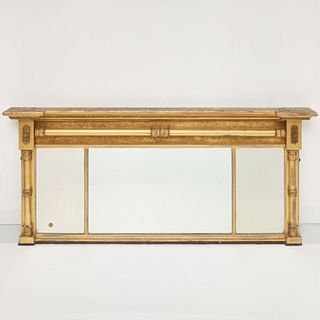 American Classical giltwood over-mantel mirror