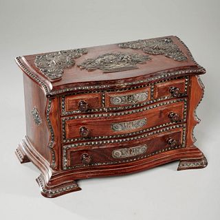 Portuguese silver mounted jewelry chest