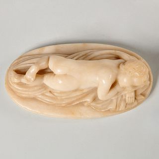 Alabaster carving of a young boy sleeping