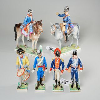 (6) Vista Alegre porcelain regimental figures