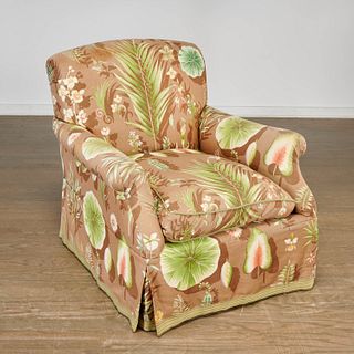 Designer botanical print club chair
