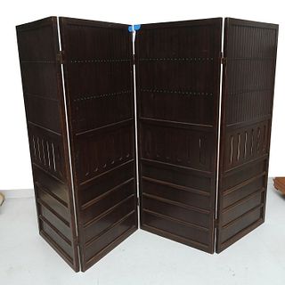 Pair Japanese hardwood screens