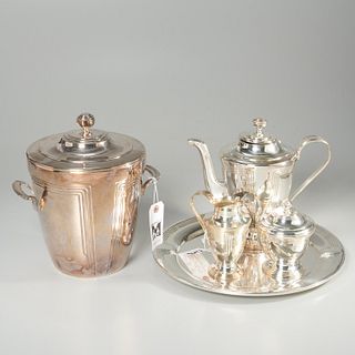 Ricci Argentieri silver plate tea set & ice bucket