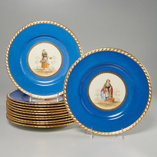 Set (12) Mintons figural cabinet plates