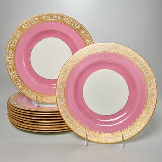 Set (13) Royal Worcester parcel gilt dinner plates