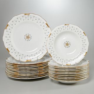 Set (23) Royal Crown Derby "Sandby" plates & bowls