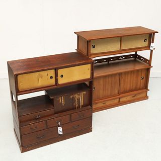 (2) antique Japanese tansu cabinets