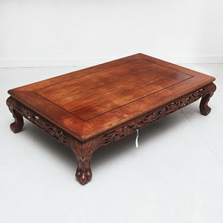 Chinese hardwood carved low coffee table