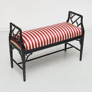Black lacquered faux bamboo bench