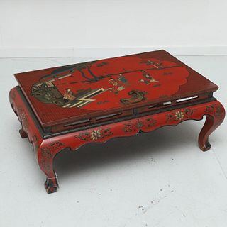 Chinese style red lacquered coffee table