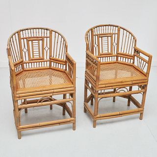 Pair Chinese Export bamboo armchairs