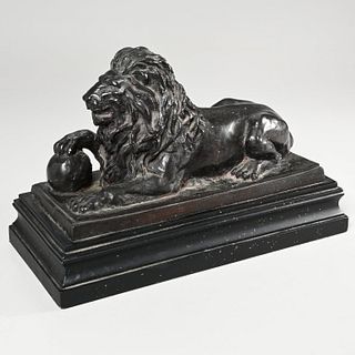 Grand Tour style bronze recumbent lion