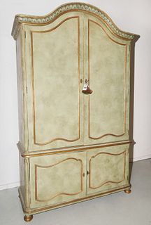 Large faux painted French style armoire