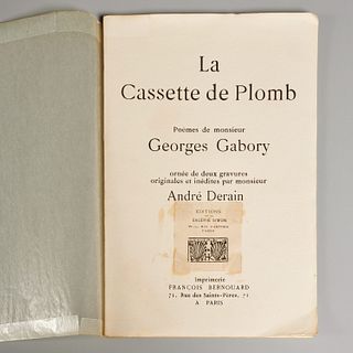 [Andre Derain] La Cassette de Plomb, signed