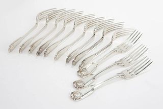 Twelve George III sterling silver forks