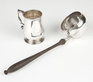 A George II sterling silver baluster mug & punch ladle