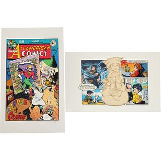 Irwin Hasen, (2) silkscreen comic book prints