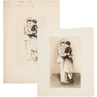 Raphael Soyer, pair of etchings