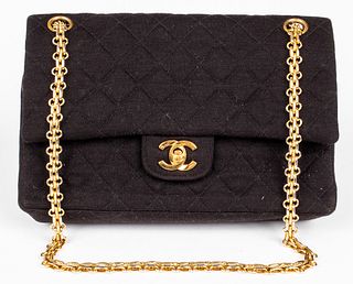 Rare Chanel Black Quilted Jersey Handbag
