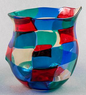 Fulvio Bianconi for Venini Pezzato Glass Vase