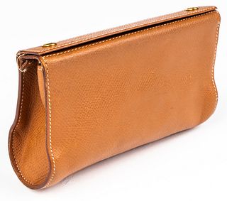 Hermes Brown Leather Karo Pouch / Clutch