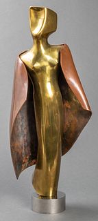 H. Wiemann Figural Bronze And Copper Sculpture