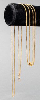 14K Yellow Gold & Diamond Fob Chain Necklace