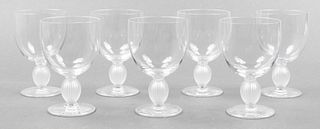Lalique Clear Crystal Langeais Water Goblets, 7