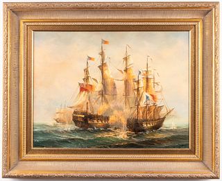 J. P. Son Signed Maritime Oil on Canvas