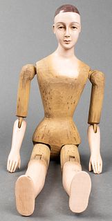 Folk Art Carved Wood Articulated Mannequin Figure
