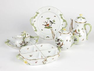 A Herend ''Rothschild Bird'' coffee / tea service & serving plates