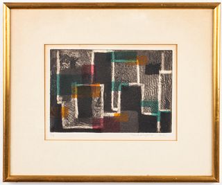 Pearl Shapiro Abstract Etching & Aquatint, 1965
