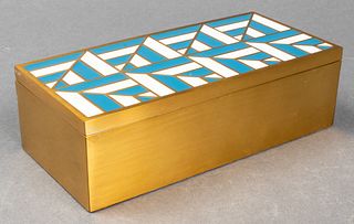 Modern Brass & Enamel Dresser Box