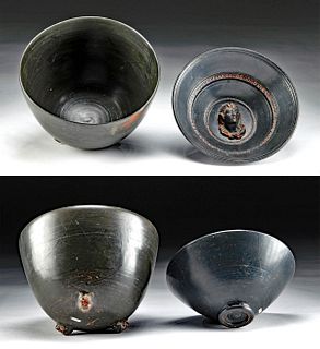 Hellenistic Black-Glazed Cups, Dionysos & Theater Masks