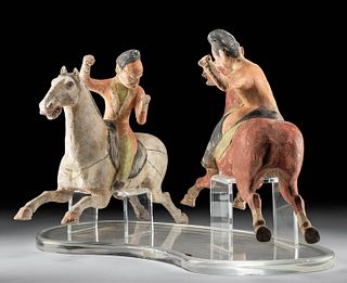 Chinese Tang Dynasty Pottery Polo Players ex Sotheby's