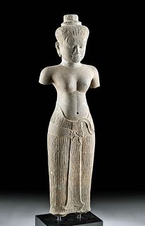 Superb Khmer Stone Female Figure