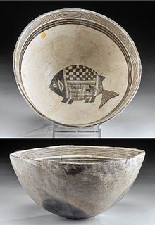 Mimbres Bichrome Bowl with Zoomorph