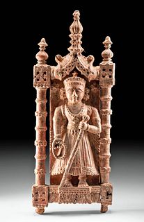 19th C. Indian Wood Devotional Panel - Vishnu