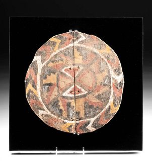 Rare Huari Polychrome Carved / Painted Wood Shield