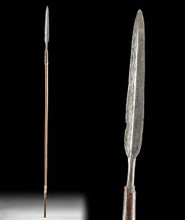 Early 20th C. African Zulu Steel Spear / Wood Shaft