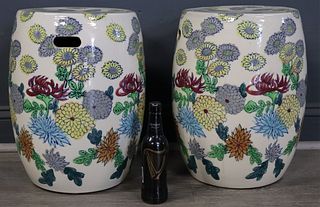 Pair of Contemporary Signed Chinese Garden Seats.