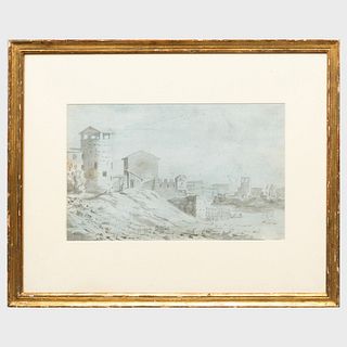 European School: View of Rome and Landscape Sketch